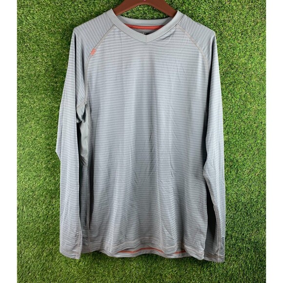 Rhone Other - Rhone Reign Shirt Mens M L/S Pullover Grey Breathable Work Out Gym Striped